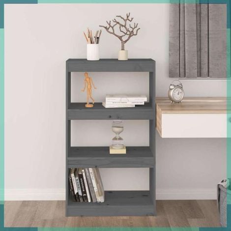 808165 Bibliothèque/Séparateur de pièce Gris 60x30x103,5 cm Pin massif (1/5)