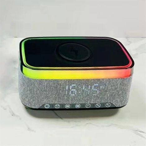 Enceinte Bluetooth avec indicateur de charge et réveil - Blanche (1/5)