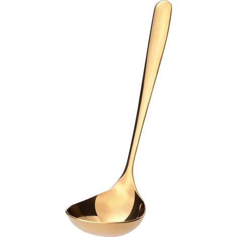 Mestolo in acciaio inox - Mestolo con manico lungo e testa larga - Oro (1/4)