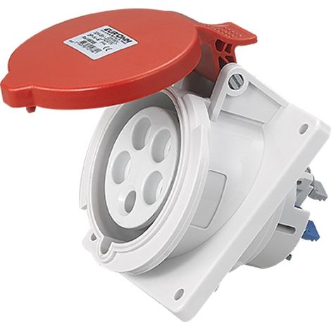 Socle de prise industrielle à encastrer à 20° IP44 - 3P+N+T - 32A - 400V AC - Eur'Ohm