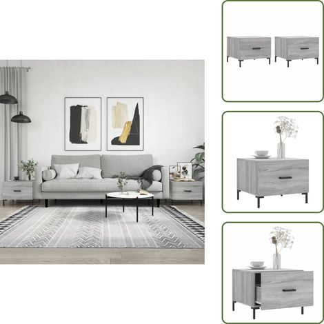 Tables basses 2 pcs sonoma gris 50x50x40 cm bois d'ingénierie - Table Basse - Meuble Salon - Table D'appoint - Design Moderne - Style Scandinave