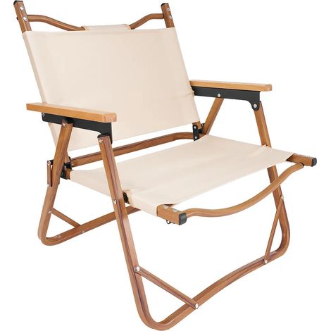 Chaise de camping MidGard en aluminium, chaise pliante légère, supporte jusqu'à 120 kg Portable, pliable et stable Beige (1/5)
