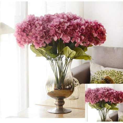 Bouquet De Fleurs Artificielles - Hortensia 5 Têtes - Décoration Intérieure Mariage Bureau Hôtel - 1 Pièce (1/5)