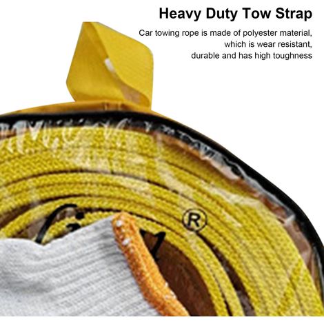 (Exclusivité Asie du Sud-Est) Câble de remorquage 5 m 8 tonnes, câble de remorquage en polyester haute résistance, câble de remorquage réfléchissant pour véhicules tout-terrain, câble de remorquage po (1/5)