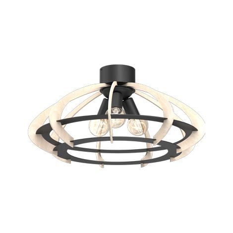 Plafonnier Orebo Luminex noir mat bois clair 3xE27