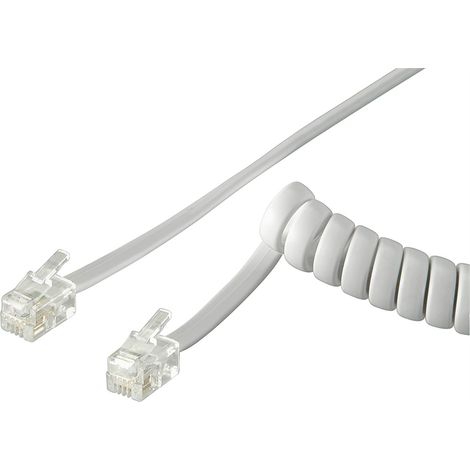 Cavo telefonico spirale, conduttore di alluminio placcato di rame (CCA), Spina RJ10 (4P4C)  Spina RJ10 (4P4C). Lunghezza del Cavo 2 m