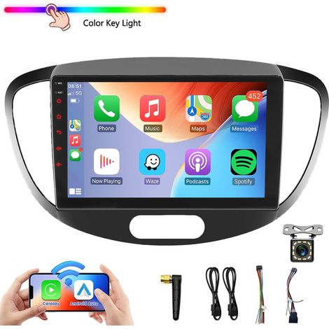 Autoradio Apple CarPlay Bluetooth RDS pour Hyundai i10 PA (2007-2013) - 12CAM