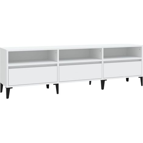 Mueble TV multimedia estantería para televisión buffet para televisión comedor salón dormitorio 150 x 30 x 44,5 cm madera contrachapada blanco 020025968