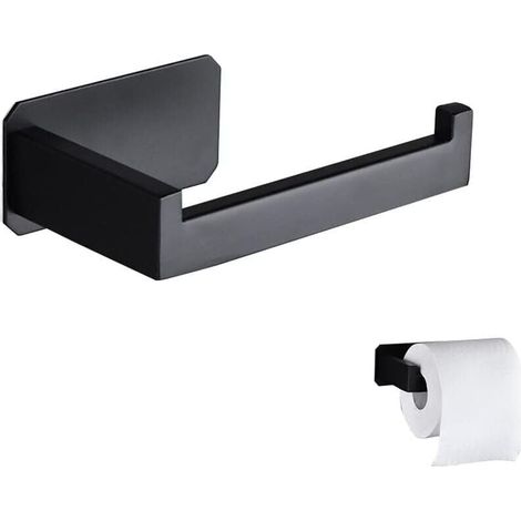 Toilettenpapierhalter aus Edelstahl, Original-Wandspender zur Wandmontage, kein Bohren erforderlich, Schwarz, mit 3M-Klebeband, für Badezimmerdekoration, WC-Accessoire, Küchenaccessoire