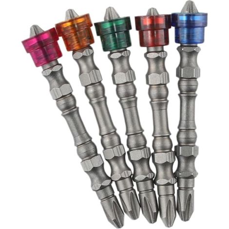 PH2 Lot de 5 embouts de tournevis magnétiques en alliage d'acier à double tête 65 mm de long pour un usage professionnel (1/5)