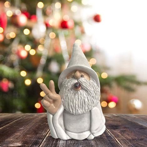 Gartenzwerg "Stinkefinger" aus Harz, humorvolle Außendekoration für einen Hauch von schwarzem Humor.