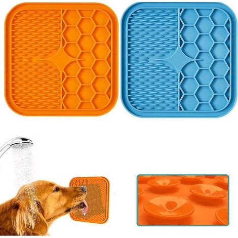 Set mit 2 Hundeleckmatten mit extra starken Saugnäpfen und Silikonspatel – 15 cm (1/5)