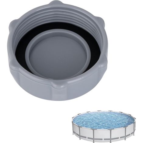 Bouchon Vidange Piscine Gris Plastique Remplacement du Couvercle de Piscines D'été Accessoires pour Couverture de Piscine pour P01010/P6D1158/P01006 (1/5)