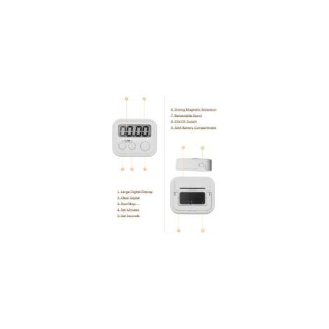 Timer digitale da cucina per cucinare, timer magnetico con allarme sonoro e conto alla rovescia per cucinare, studiare, allenarsi - Crezuo
