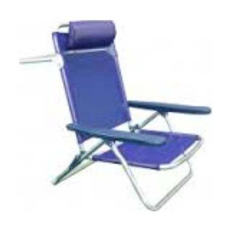 Fauteuil de jardin pliable en aluminium – Chaise relax avec accoudoirs – Assise en textilène – Reclinable 5 positions – Dimensions 61x53x81cm