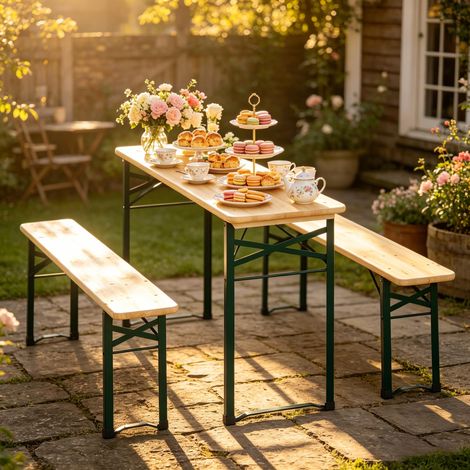 Praktisches und klappbares Gartenmöbel-Set – Ideal für Picknicktische, Gartenfeste, Bierabende, Grillpartys und Familienveranstaltungen