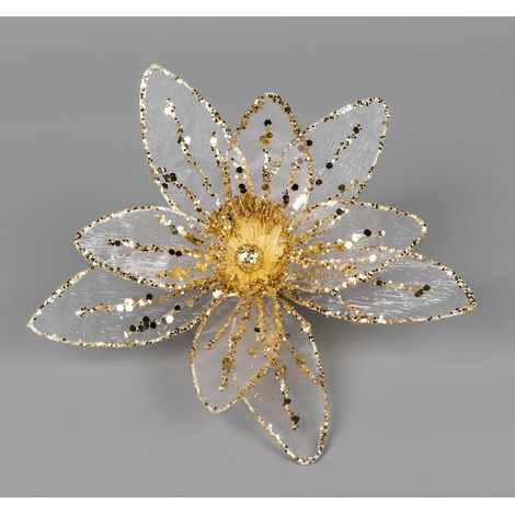 16cm Gold Poinsettia Poinsettia Flower - 6Pcs Christmas Tree Decorations