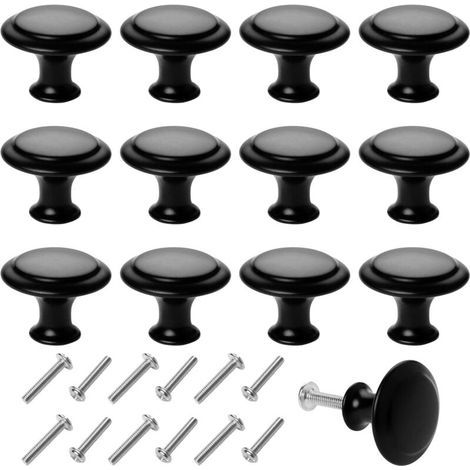 Set mit 12 Schrankknöpfen, Küchenschrankknöpfen, runden Schubladengriffen mit Schrauben, Badezimmermöbel-Schrankknöpfen (1/4)