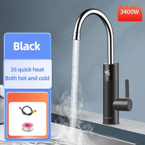 Robinet chauffe-eau électrique instantané 2 en 1 (noir) 3400 W, 220 V, pour usage domestique. (1/5)