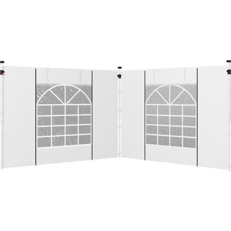 Pavillon Seitenteile 2Er Set Seitenwände Mit Fenster & Tür Für 3X3/3X6 M Partyzelt, Oxford, Weiß