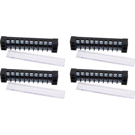 Lot de 4 borniers à vis double rangée 15 A 600 V pour l'éclairage de ponts et de tunnels, distribution électrique, 10 positions