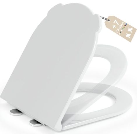 Abattant WC avec Frein de Chute Cuvette WC Charnière Réglable Démontage Rapide Duroplast Facile Nettoyer Antibactérien Blanc