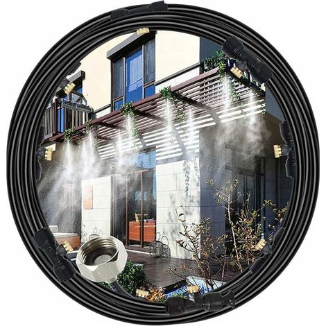 Brumisateur Terrasse Exterieur, Système de Brumisation de Brouillard pour Jardin, Automatique Kits d'Irrigation Refroidissement pour Patio,Trampoline (9M) Lefou (1/5)