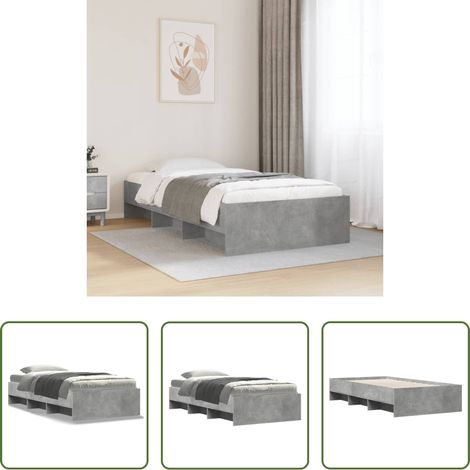 vidaXL Lattenrost Bett - Bettgestell Betongrau 90x200 cm Holzwerkstoff (1/5)