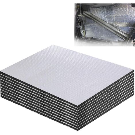Lot de 10 tapis d'isolation phonique universels pour voiture, 40 x 25 cm, 5 mm/10 mm, tapis d'isolation acoustique, autocollants, insonorisants, imperméables, ignifuges (1/5)