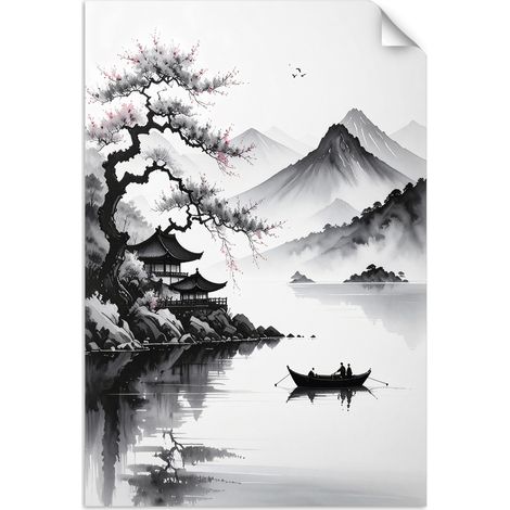 Selbstklebendes Poster – Wandsticker Landschaft im japanischen Stil 70x100 cm