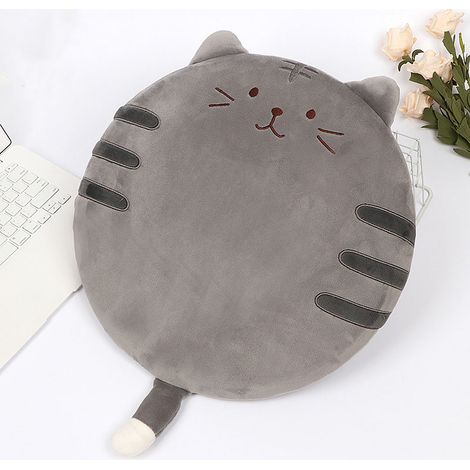 Tapis de fenêtre en baie Tatami, coussin chat de dessin animé japonais, coussin rond épais, gris pour salon et chambre.