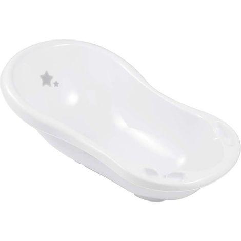 Bañera ergonómica con tapón, de 0 a 12 meses, 84 cm, blanco