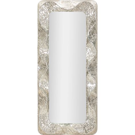 Specchio Dagalito, Cornice Effetto Materico, Forma Rettangolare, Tipologia a Parete, 70x161h cm Argento