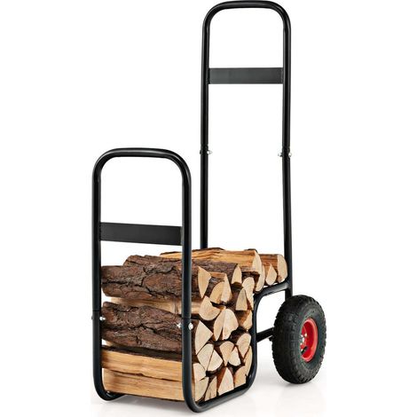 Roues en caoutchouc antichoc déplacez sans effort votre bois avec ce diable chariot à bûches pour cheminée (1/5)