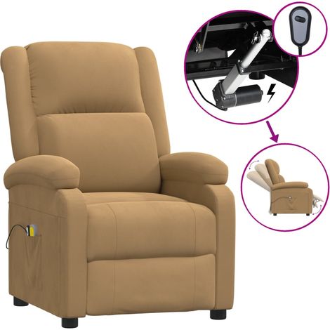 Fauteuil de Salon,Chaise,Fauteuil électrique de massage Marron Velours CFW801511 (1/5)