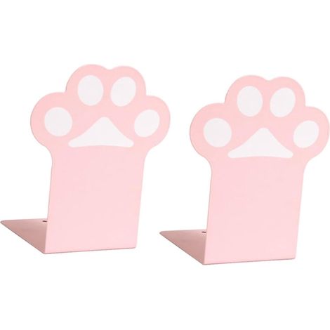2 Pièces Serre-livres Décoratifs Design Métal Patte de Chat Rangement Pratique Support Étagère Bureau et Étudié Décoration Adaptée pour Cadeau, Rose (1/5)
