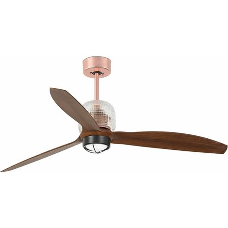 Faro DECO - Ventilador de techo LED de cobre, madera con motor de CC, 3000K (1/5)