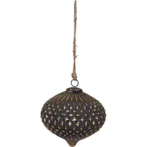 Boule de Noël en Verre Noir Décoration Suspendue pour Sapin de Noël Ø 14 x 17 cm - PANGIVO