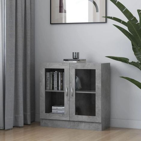 Vitrinenschrank Betongrau mit 2 Türen und 2 Fächern (1/5)