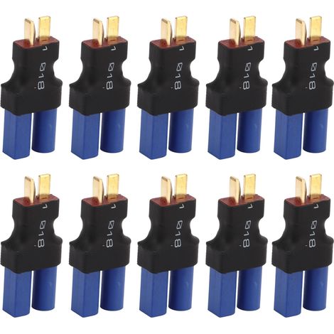 GARRYFIZH Adaptateur 10pcs EC5 femelle vers T male, connecteur en caoutchouc et cuivre, pour bateau RC, 10x20x47mm (1/5)