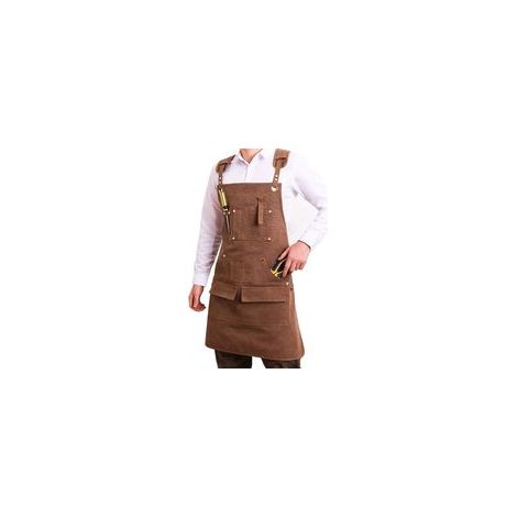 Tablier de bricolage unisexe en toile cirée avec porte-outils multipoches, résistant à l'eau et à la cire, idéal pour les ingénieurs, les charpentiers, les artisans et les potiers. (1/5)