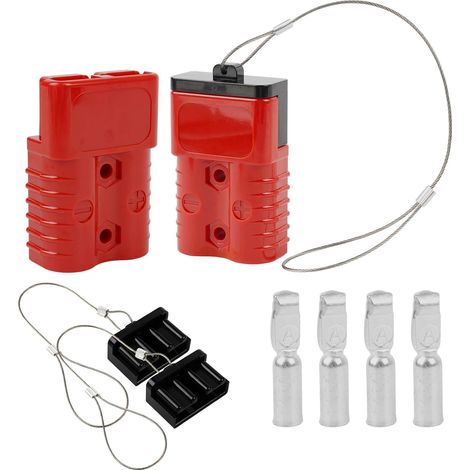 2PCS 175A Connecteurs Rapides de Batterie, Rapide Connecteur Batterie, Prise Chariot Elévateur Batterie, Connexion/Déconnexion pour Câbles, Treuils de Remorquage, Inclus avec Capuchons Anti-Poussière (1/5)