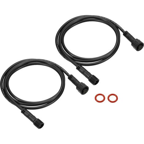 3.28Ft 2 Broche Extension Câble Fil, 2Pcs 22 AWG Imperméable IP67 Connecteur avec Mâle et Femelle aux Deux Extrémités pour LED Bandes, Noir (1/5)