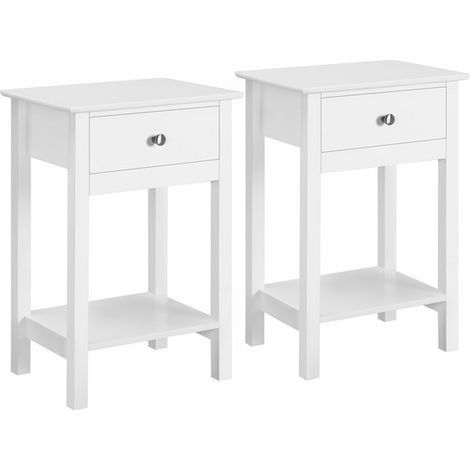 Yaheetech – Tables de chevet blanches – 2 unités – MDF P2 et pin – Dimensions 40 x 30 x 60 cm – 1 tiroir et étagère de rangement – Élégantes pour chambre et salon