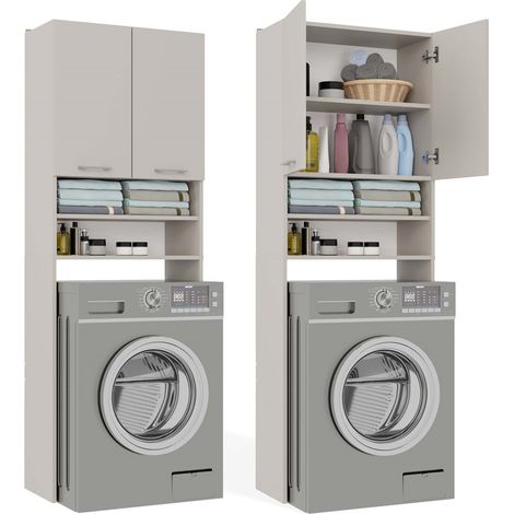 POLA - Armoire de Salle de Bain au-dessus du Lave-linge - Beige