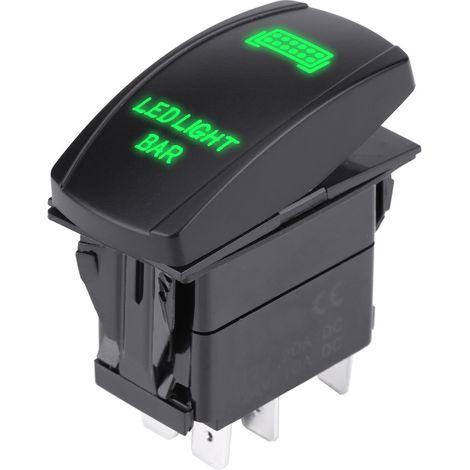 Interrupteur à bascule barre LED 12V 24V étanche 5 broches SPST marche arrêt vert ABS ignifuge CE 1 pièce pour voiture bateau camion moto (1/5)