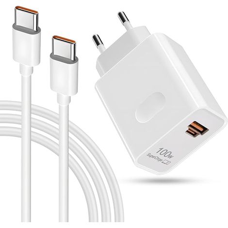 Cargador rápido Supercharge de 100 W para Huawei Mate 60/50/40, P60/50/40, nova 12/11/10/9 Pro, 2 puertos con cable de carga USB-C de 6 A (1,5 m) para Magic 6/5/4, Honor 100/90/80 Pro, Honor 70/60 Pro (1/5)