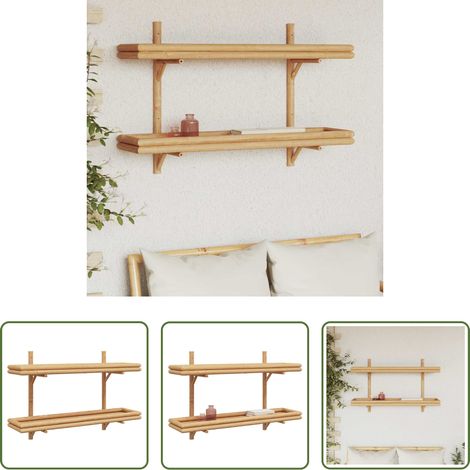 Bambusregal - Wandregal mit Regal Wandmontiert Braun 100 x 26 x 60 cm Bambus (1/5)