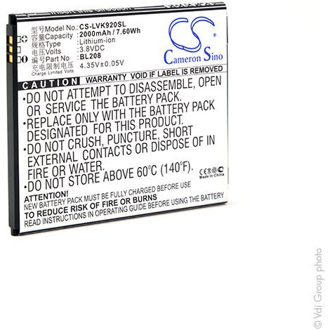 NX - Batterie téléphone, smartphone, GSM pour Lenovo 3.8V 2000mAh - BL208 (1/5)