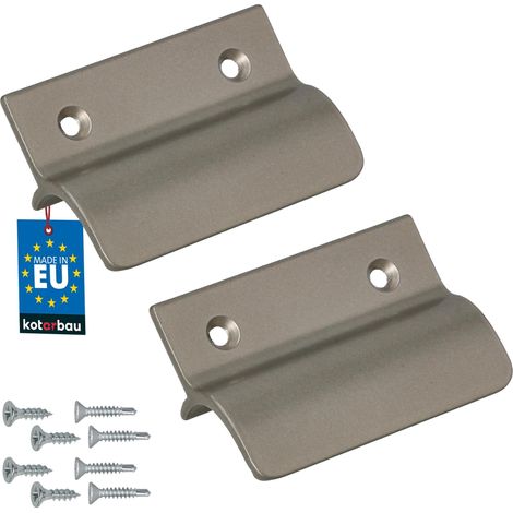 KOTARBAU® Lot de 2 Poignée Extérieure Porte Fenetre 65 x 45 mm - Aluminium - Poignee de Baie Vitree Coulissante - Poignée de Porte de Terrasse avec Entretoise - Argent (1/4)